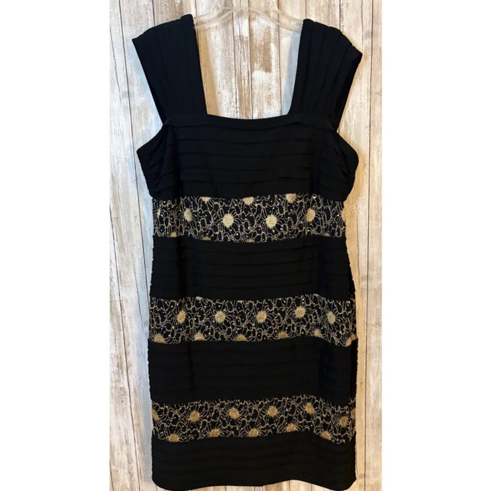 R&M Richards Black and‎ Gold Cocktail Dress Plus Size 16W